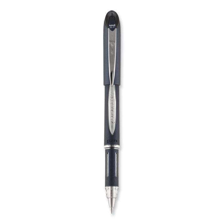 uniball® Jetstream Hybrid Gel Pen, Stick, Fine 0.7 mm, Black Ink, Black/Silver Barrel (UBC40173) Each