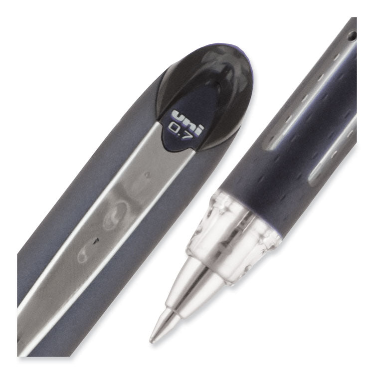 uniball® Jetstream Hybrid Gel Pen, Stick, Fine 0.7 mm, Black Ink, Black/Silver Barrel (UBC40173) Each