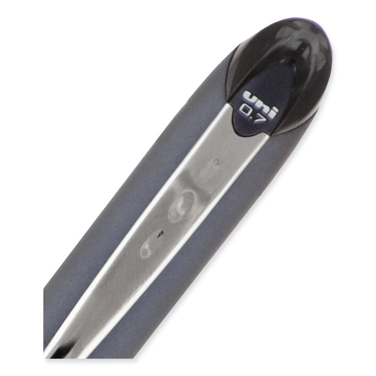 uniball® Jetstream Hybrid Gel Pen, Stick, Fine 0.7 mm, Black Ink, Black/Silver Barrel (UBC40173) Each