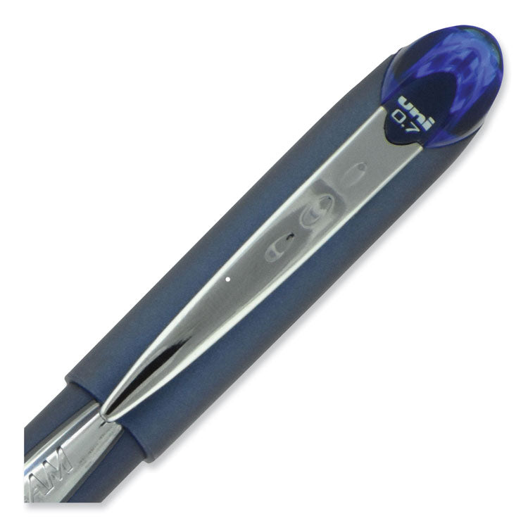 uniball® Jetstream Hybrid Gel Pen, Stick, Fine 0.7 mm, Blue Ink, Blue/Silver Barrel (UBC40174) Each