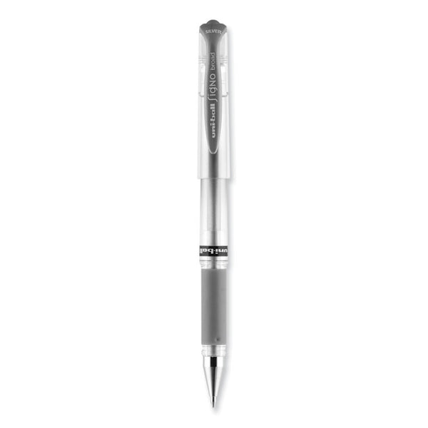 uniball® IMPACT Gel Pen, Stick, Medium 1 mm, Silver Metallic Ink, Silver Barrel (UBC60658)