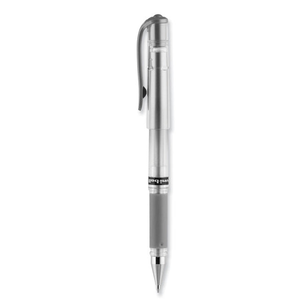 uniball® IMPACT Gel Pen, Stick, Medium 1 mm, Silver Metallic Ink, Silver Barrel (UBC60658) Each
