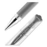 uniball® IMPACT Gel Pen, Stick, Medium 1 mm, Silver Metallic Ink, Silver Barrel (UBC60658) Each