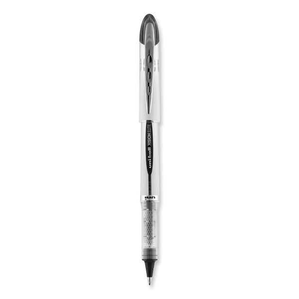 uniball® VISION ELITE Hybrid Gel Pen, Stick, Bold 0.8 mm, Black Ink, White/Black/Clear Barrel (UBC61231) Each