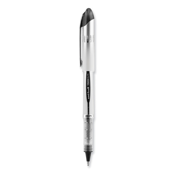 uniball® VISION ELITE Hybrid Gel Pen, Stick, Bold 0.8 mm, Black Ink, White/Black/Clear Barrel (UBC61231) Each
