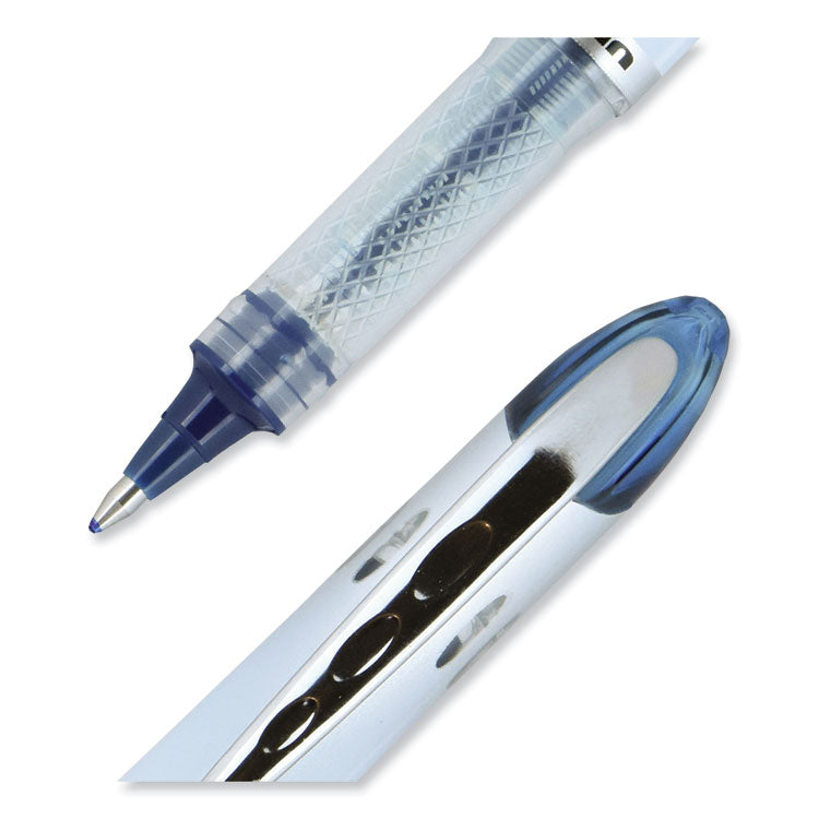 uniball® VISION ELITE Hybrid Gel Pen, Stick, Bold 0.8 mm, Blue-Infused Black Ink, White/Blue/Clear Barrel (UBC61232) Each