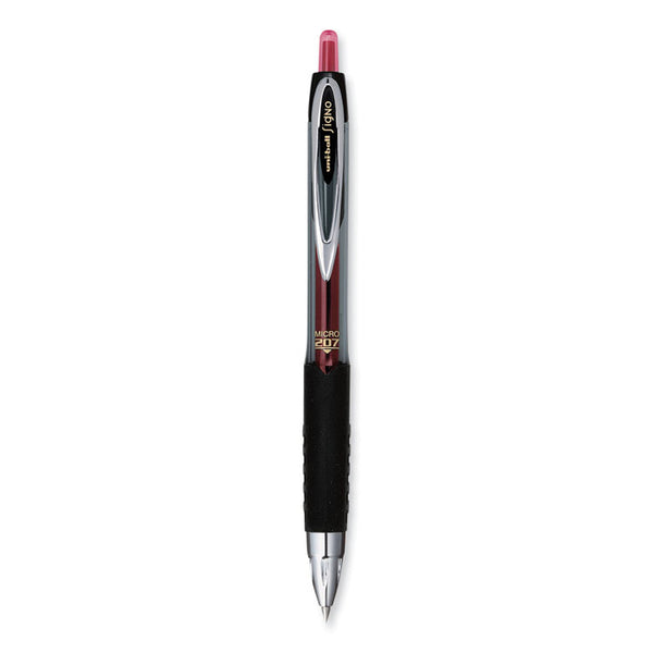 uniball® Signo 207 Gel Pen, Retractable, Fine 0.5 mm, Red Ink, Smoke/Black/Red Barrel, Dozen (UBC61257) 1 Dozen