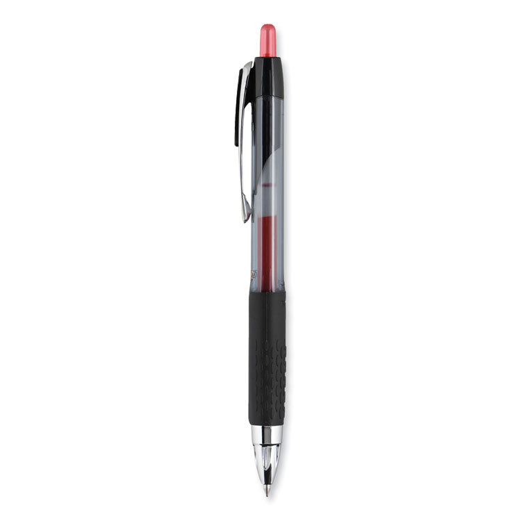 uniball® Signo 207 Gel Pen, Retractable, Fine 0.5 mm, Red Ink, Smoke/Black/Red Barrel, Dozen (UBC61257) 1 Dozen