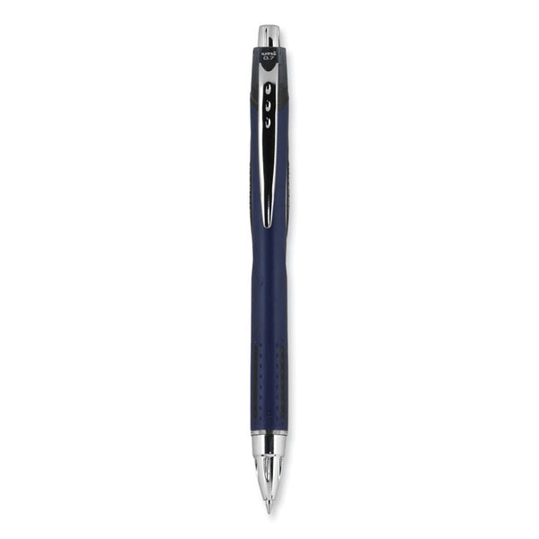 Jetstream Retractable Hybrid Gel Pen, Fine 0.7 mm, Black Ink, Blue/Silver Barrel, Dozen (UBC62152)