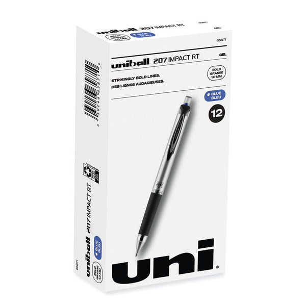 uniball® 207 Impact Gel Pen, Retractable, Bold 1 mm, Blue Ink, Black/Blue Barrel (UBC65871)