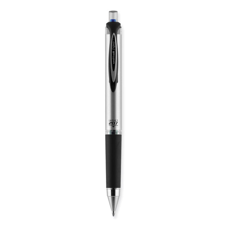 uniball® 207 Impact Gel Pen, Retractable, Bold 1 mm, Blue Ink, Black/Blue Barrel (UBC65871) Each