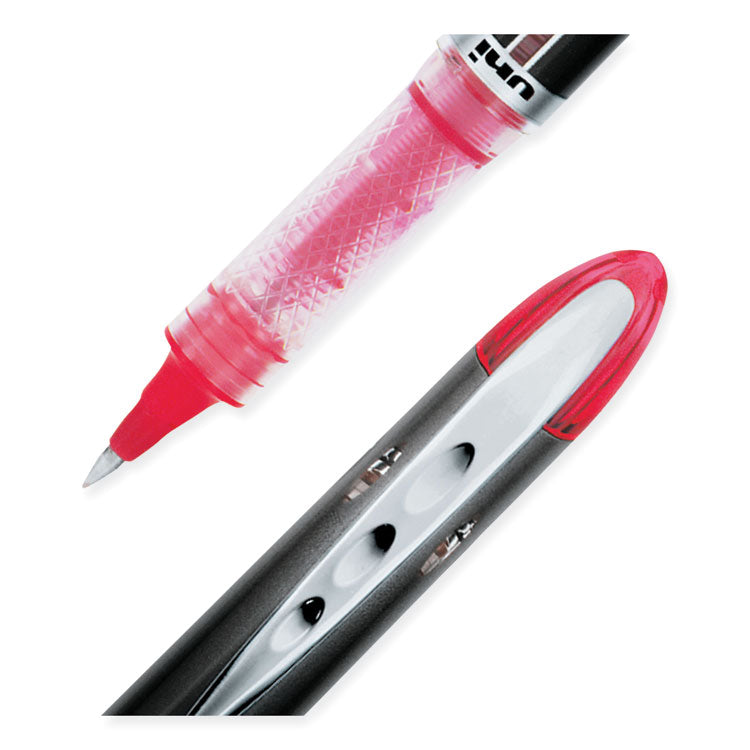 uniball® VISION ELITE Hybrid Gel Pen, Stick, Extra-Fine 0.5 mm, Red Ink, Black/Red/Clear Barrel (UBC69022) Each
