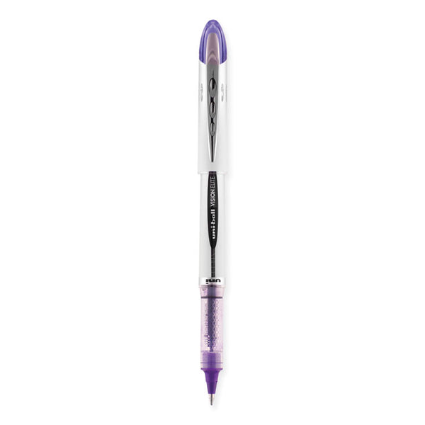 uniball® VISION ELITE Hybrid Gel Pen, Stick, Bold 0.8 mm, Violet Ink, White/Violet/Clear Barrel (UBC69025) Each