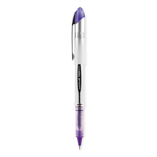 uniball® VISION ELITE Hybrid Gel Pen, Stick, Bold 0.8 mm, Violet Ink, White/Violet/Clear Barrel (UBC69025) Each
