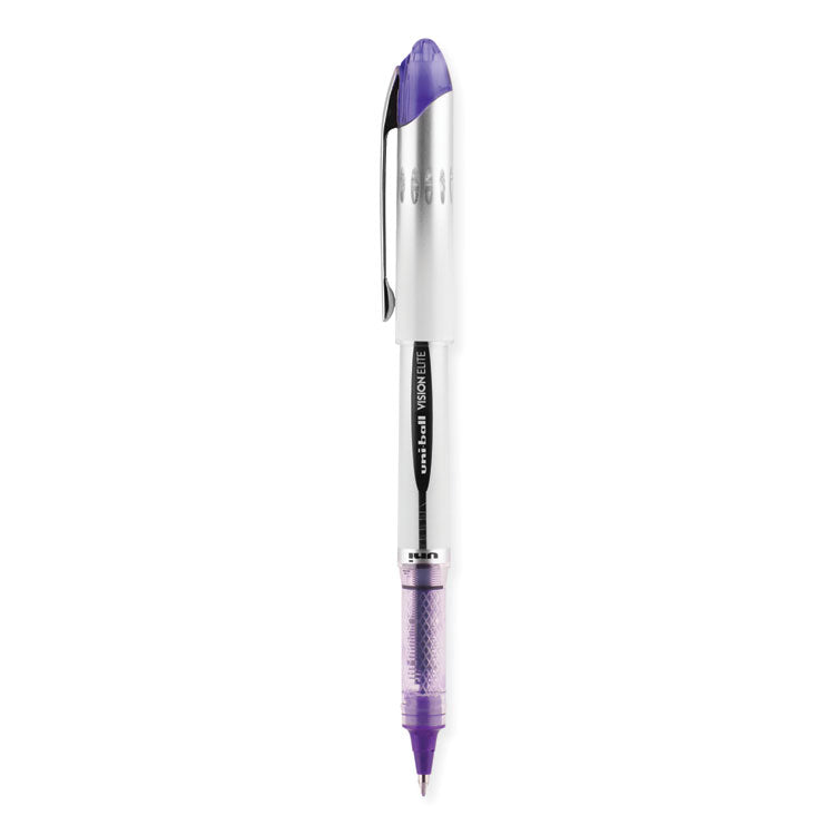 uniball® VISION ELITE Hybrid Gel Pen, Stick, Bold 0.8 mm, Violet Ink, White/Violet/Clear Barrel (UBC69025) Each