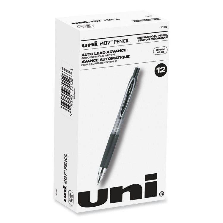 uniball® 207 Mechanical Pencil, 0.7 mm, HB (#2), Black Lead, Black Barrel, Dozen (UBC70126) 1 Dozen