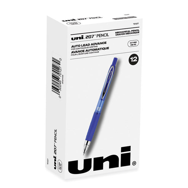 uniball® 207 Mechanical Pencil, 0.7 mm, HB (#2), Black Lead, Blue Barrel, Dozen (UBC70127)