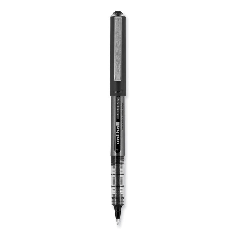 uniball® VISION Roller Ball Pen, Stick, Bold 1 mm, Black Ink, Gray/Black/Clear Barrel, Dozen (UBC70128) 1 Dozen