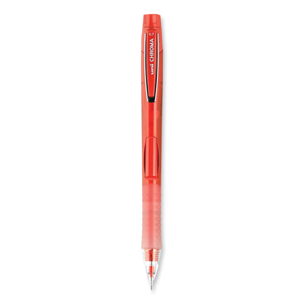 uniball® Chroma Mechanical Pencil, 0.7 mm, HB (#2), Black Lead, Red Barrel, Dozen (UBC70135)