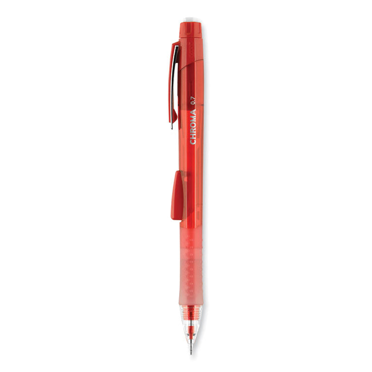 uniball® Chroma Mechanical Pencil, 0.7 mm, HB (#2), Black Lead, Red Barrel, Dozen (UBC70135)