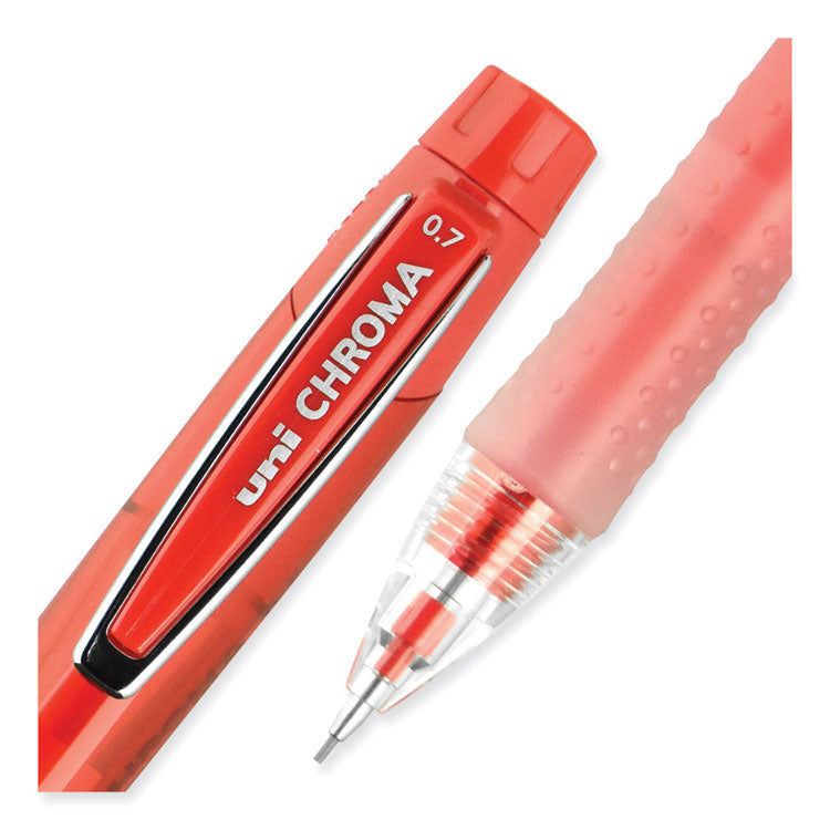 uniball® Chroma Mechanical Pencil, 0.7 mm, HB (#2), Black Lead, Red Barrel, Dozen (UBC70135)