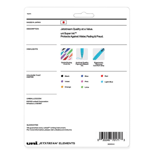 uniball® Jetstream Elements Hybrid Gel Pen, Retractable, Medium 1 mm, Assorted Ink and Barrel Colors, 12/Pack (UBC70171) Pack of 12