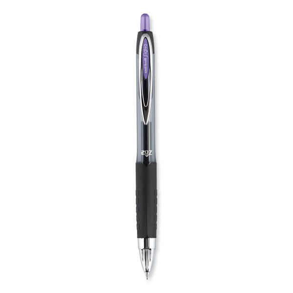 uniball® Signo 207 Gel Pen, Retractable, Medium 0.7 mm, Violet Ink, Smoke/Black/Violet Barrel, Dozen (UBC70221) 1 Dozen