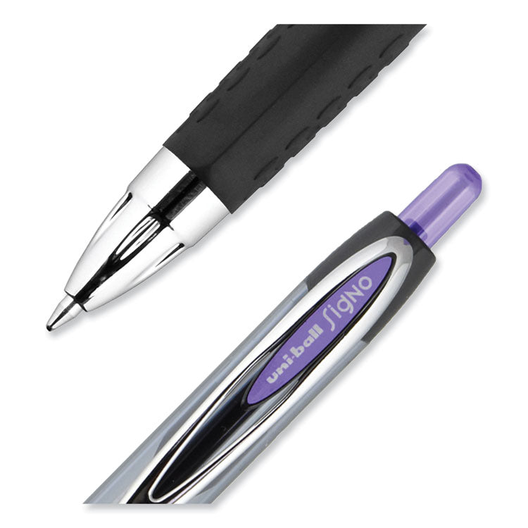uniball® Signo 207 Gel Pen, Retractable, Medium 0.7 mm, Violet Ink, Smoke/Black/Violet Barrel, Dozen (UBC70221) 1 Dozen