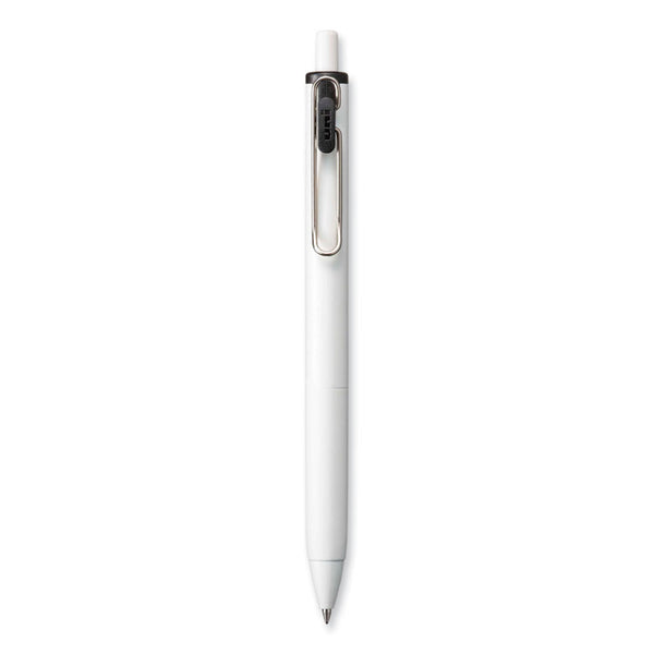 uniball® uniONE Gel Pen, Retractable, Medium 0.7 mm, Black Ink, White/Black Barrel, Dozen (UBC70362) 1 Dozen