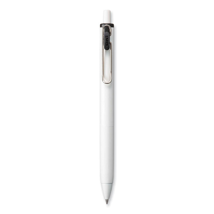uniball® uniONE Gel Pen, Retractable, Medium 0.7 mm, Black Ink, White/Black Barrel, Dozen (UBC70362) 1 Dozen