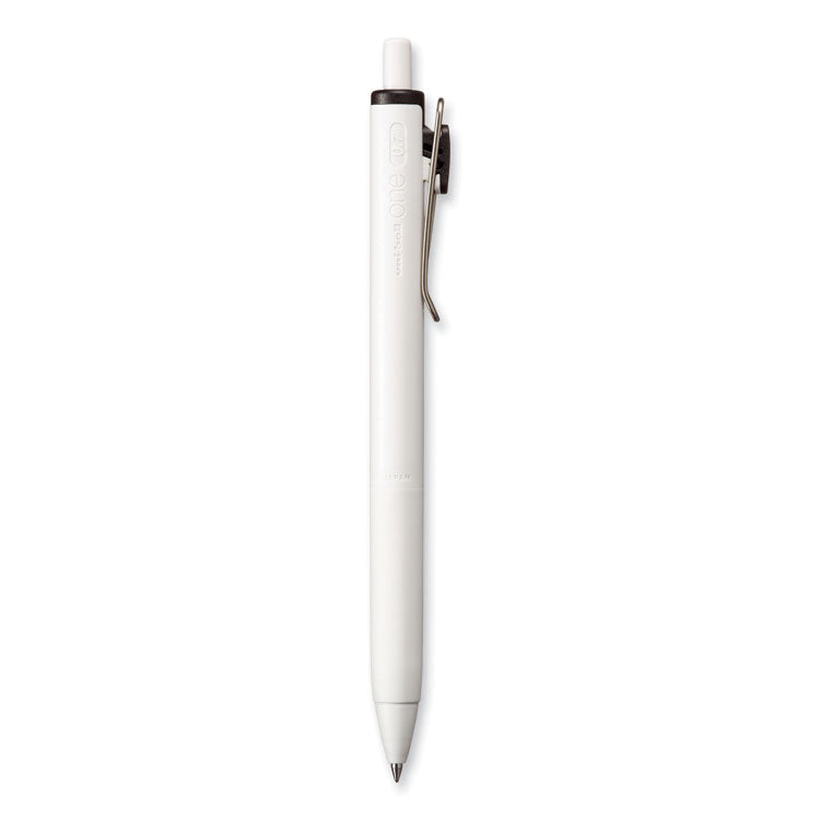 uniball® uniONE Gel Pen, Retractable, Medium 0.7 mm, Black Ink, White/Black Barrel, Dozen (UBC70362) 1 Dozen