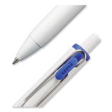 uniball® uniONE Gel Pen, Retractable, Medium 0.7 mm, Blue Ink, White/Blue Barrel, Dozen (UBC70363) 1 Dozen