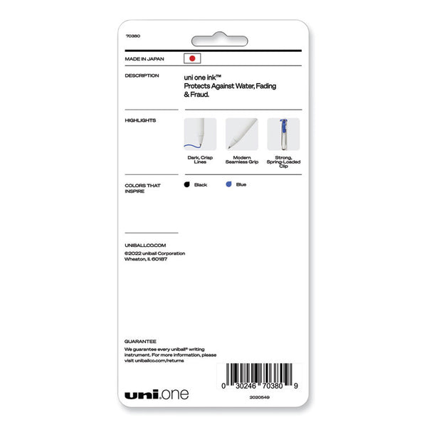 uniball® uniONE Gel Pen, Retractable, Medium 0.7 mm, Assorted Business Ink Colors, Assorted Barrel Colors, 5/Pack (UBC70380) Pack of 5