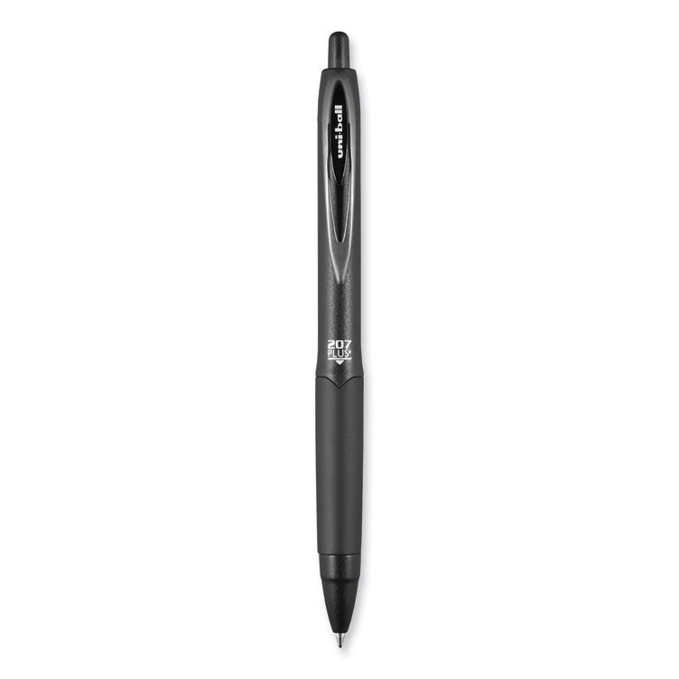 uniball&trade; 207 Plus+ Gel Pen, Retractable, Medium 0.7 mm, Black Ink, Black Barrel, 36/Pack (UBC70455) Pack of 36