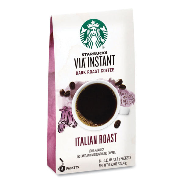 Starbucks® VIA Ready Brew Coffee, 0.11 oz, Italian Roast, 8 Packets/Bag, 12 Bags/Carton (SBK12407838CT)