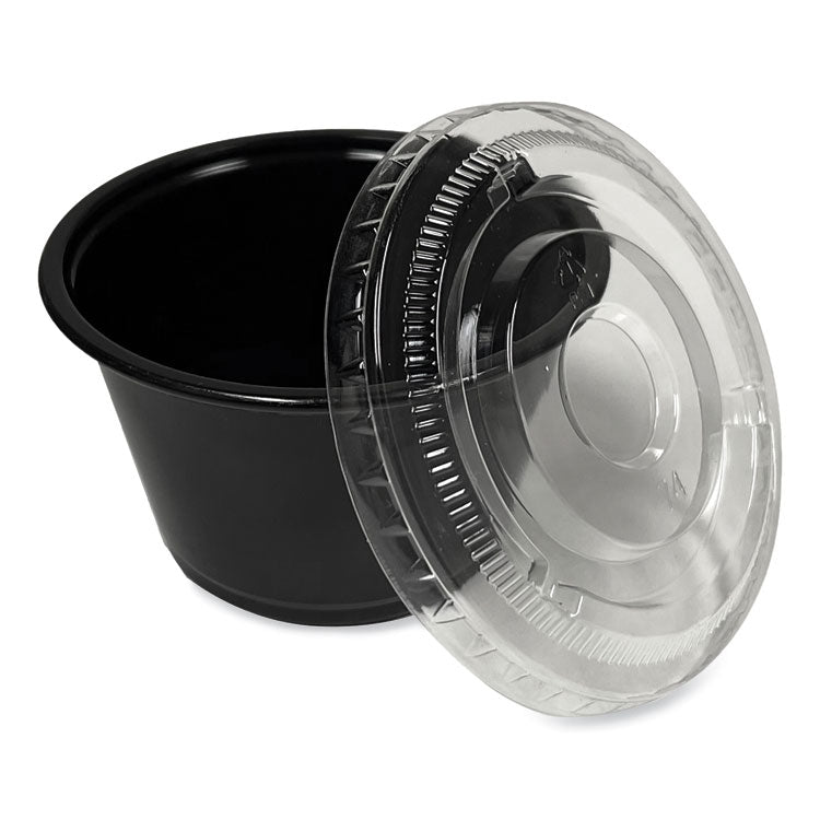 Boardwalk® Souffle/Portion Cups, 4 oz, Polypropylene, Black, 2,500/Carton (BWKPRTN4BL) Case of 2500