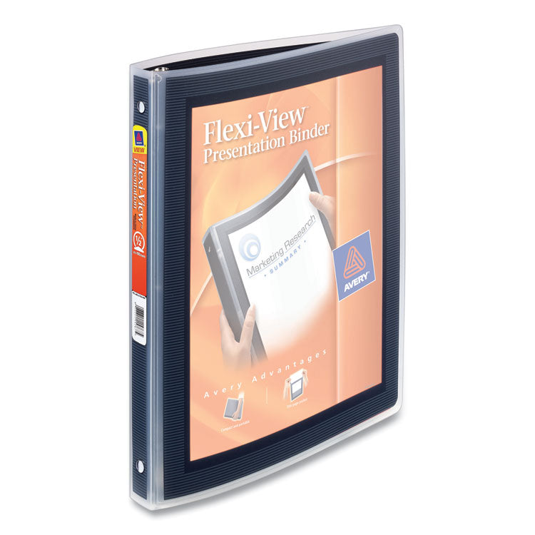 Avery® Flexi-View Binder with Round Rings, 3 Rings, 0.5" Capacity, 11 x 8.5, Black (AVE15767)