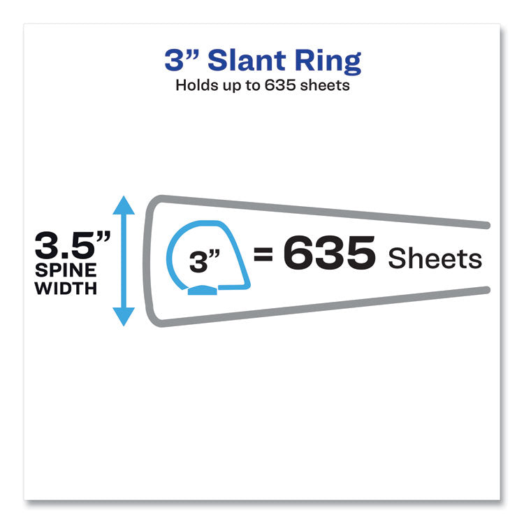 Avery® Heavy-Duty Non Stick View Binder with DuraHinge and Slant Rings, 3 Rings, 3" Capacity, 11 x 8.5, Black, (5600) (AVE05600)