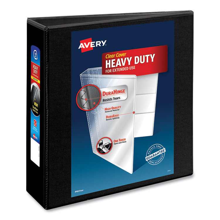 Avery® Heavy-Duty Non Stick View Binder with DuraHinge and Slant Rings, 3 Rings, 3" Capacity, 11 x 8.5, Black, (5600) (AVE05600)