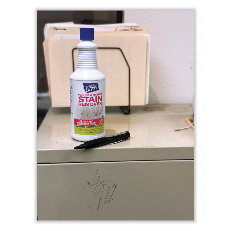 Motsenbocker's Lift-Off® Lift Off #3: Pen, Ink and Marker Graffiti Remover, 32 oz Pour Bottle, 6/Carton (MOT40903) Case of 6