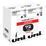 uniball® ONYX Roller Ball Pen, Stick, Fine 0.7 mm, Blue Ink, Black/Blue Barrel, 72/Pack (UBC2013568) Pack of 72