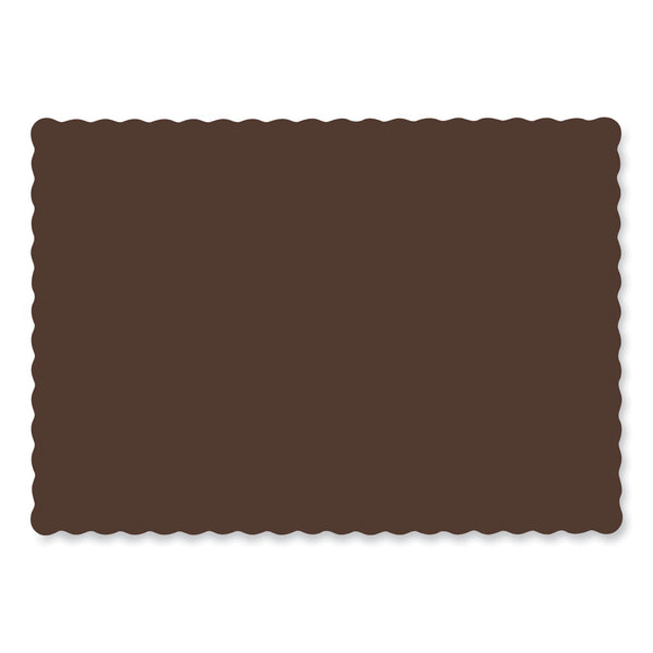 Solid Color Scalloped Edge Placemats, 10 x 14, Chocolate, 1,000/Carton (HFM310561) Case of 1000