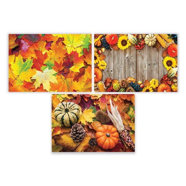 Autumn Days Multi-Pack Placemats, 10 x 14, Three Different Designs, 1,000/Carton (HFM702081) Case of 1000