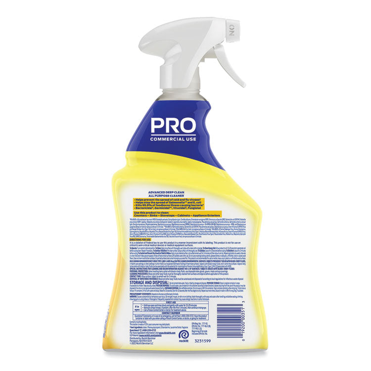 Professional LYSOL® Brand Advanced Deep Clean All Purpose Cleaner, Lemon Breeze, 32 oz Trigger Spray Bottle, 12/Carton (RAC00351)