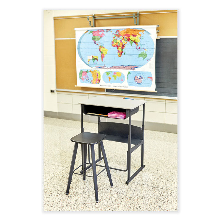 Safco® AlphaBetter Adjustable-Height Student Stool, Backless, Supports Up to 250 lb, 35.5" Seat Height, Black (SAF1205BL) Each