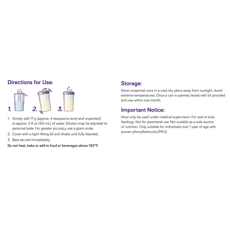PhenylAde®60 Oral Supplement Unflavored Powder 16 oz. / 454 Gram Canister (1262876_CS) 6/CS