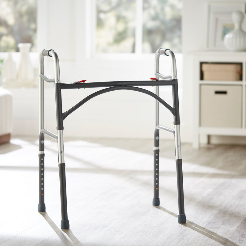McKesson Bariatric Dual Release Folding Walker Adjustable Height Steel Frame 500 lbs. Weight Capacity 32-1/2 to 39 Inch Height (1065262_CS) 2/CS