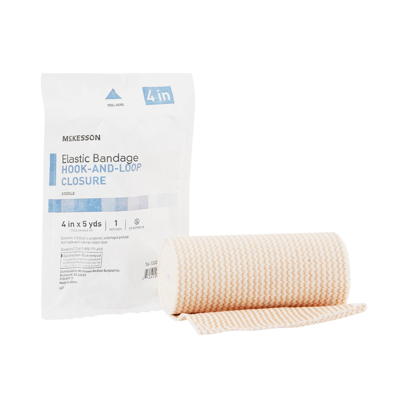 McKesson Elastic Bandage 4 Inch X 5 Yard Single Hook and Loop Closure Tan Sterile Standard Compression (471793_CS) 36/CS