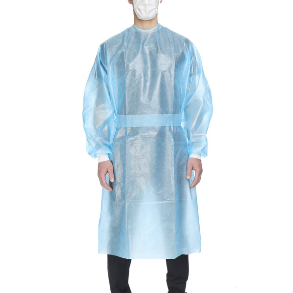 McKesson Chemotherapy Procedure Gown X-Large Blue NonSterile AAMI Level 2 / ASTM D6978 Disposable (1177929_CS) 30/CS