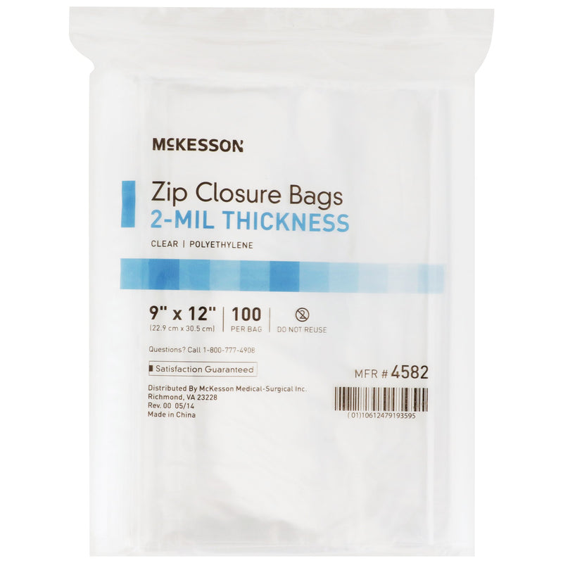 McKesson Reclosable Bag 9 X 12 Inch Polyethylene Clear Zipper Closure (911644_BX) 10/BX